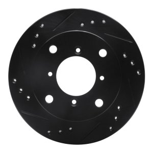 Chevrolet Metro Brake Rotor (1) - Front Left - R1 Concepts - Drilled & Slotted - Black - `89-`01
